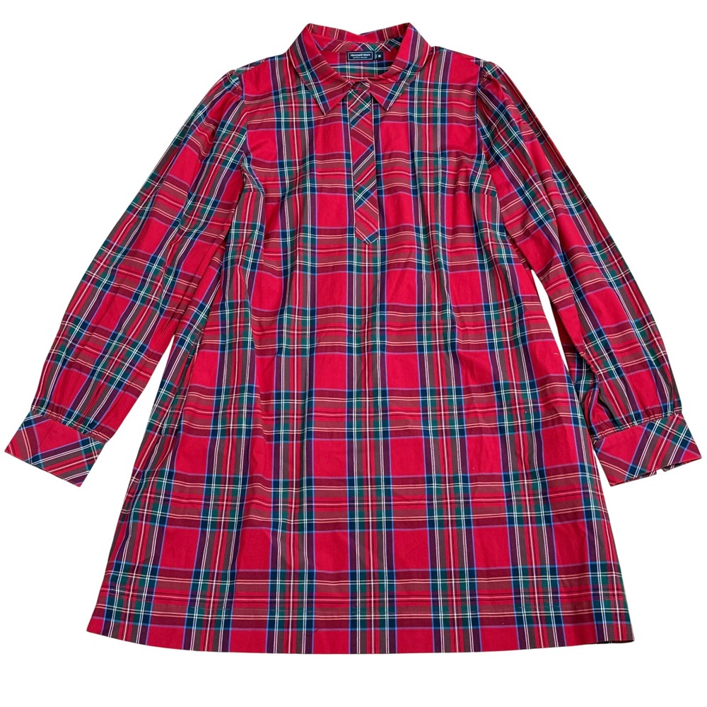 Vineyard Vines Plaid Long Sleeve ShirtDress Womens Size M Classic Preppy Holiday